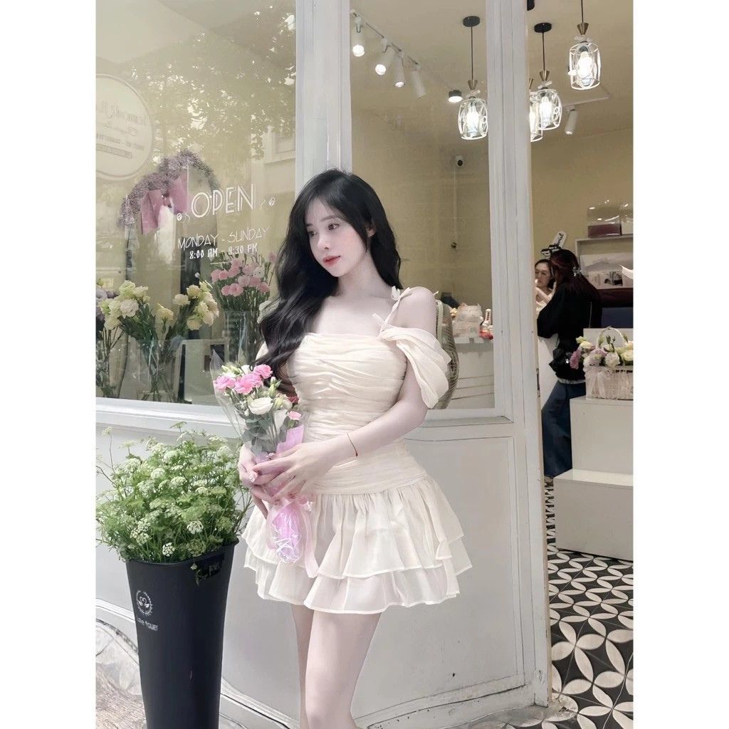 Đầm babydoll tiểu thư nhún eo – dáng xoè bánh bèo kèm quần bảo hộ