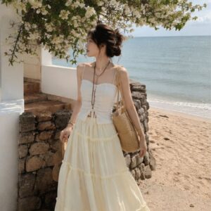 Chân váy bèo tầng dáng dài chất xô mềm – váy maxi nữ tính mùa hè - Hình ảnh 2