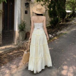 Chân váy bèo tầng dáng dài chất xô mềm – váy maxi nữ tính mùa hè - Hình ảnh 4