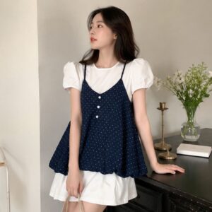 Set áo 2 dây chấm bi dáng bí phồng – outfit mùa hè nữ tính siêu xinh - Hình ảnh 2