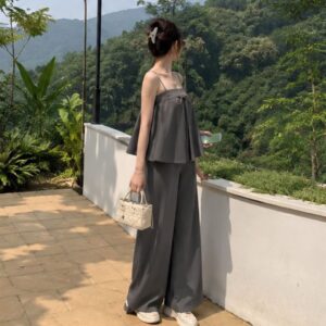 Set áo dây babydoll phối quần ống rộng – trẻ trung, hack dáng cực xinh - Hình ảnh 3