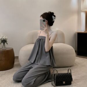 Set áo dây babydoll phối quần ống rộng – trẻ trung, hack dáng cực xinh - Hình ảnh 1