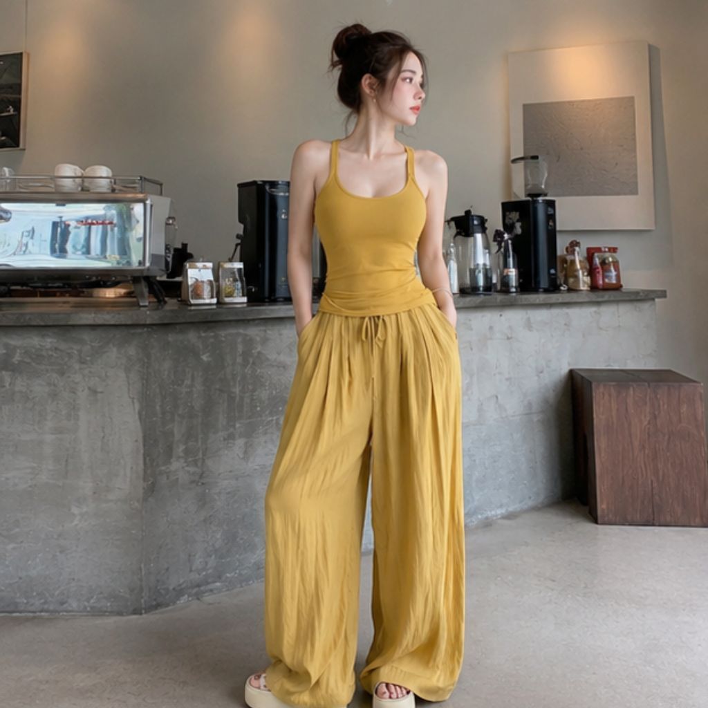 Set bộ áo ba lỗ phối quần suông bí – chất đũi mát mặc cực thoải mái - Ảnh 2