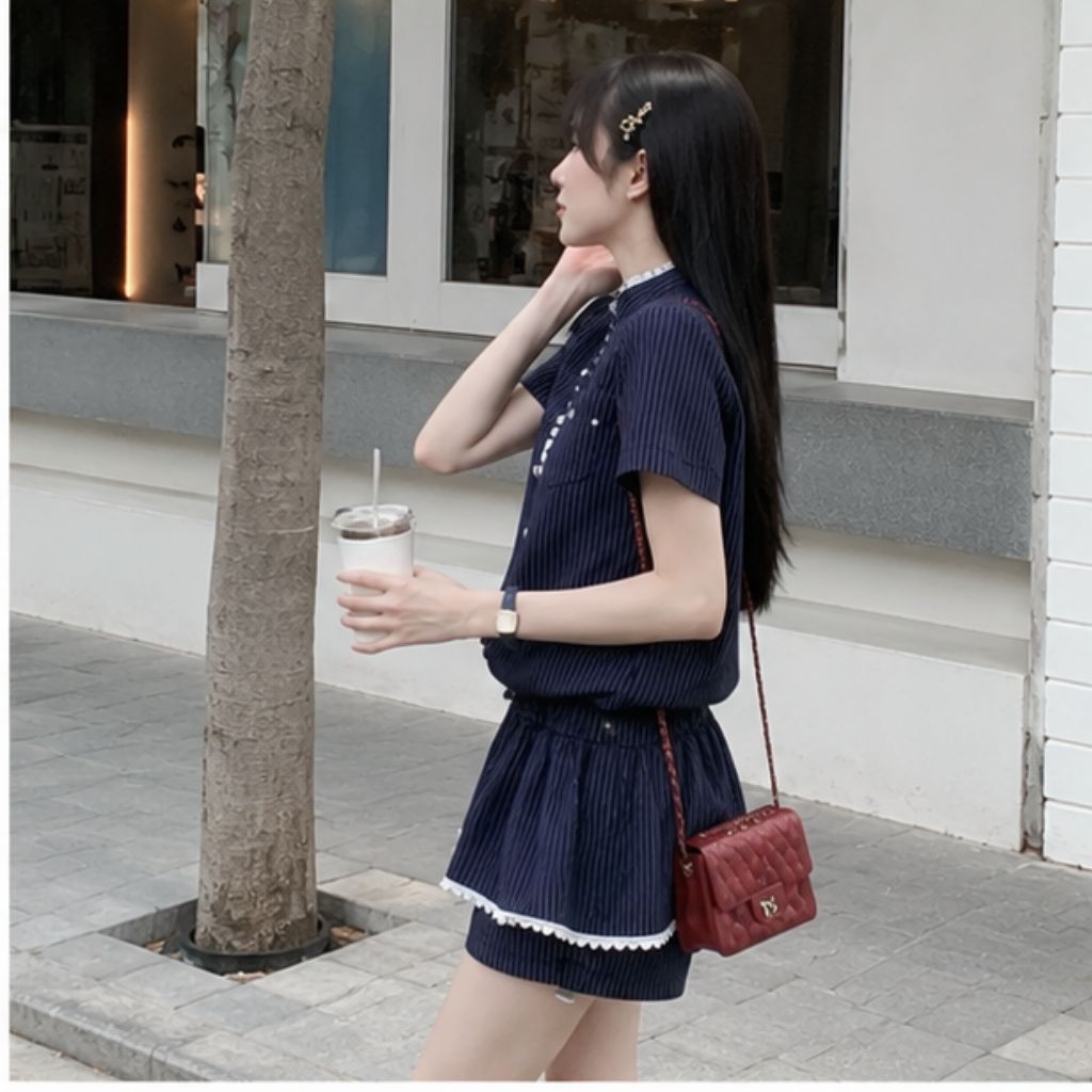 Set jumpsuit cộc tay kèm quần short – thiết kế Châu Âu thanh lịch, trẻ trung - Ảnh 3