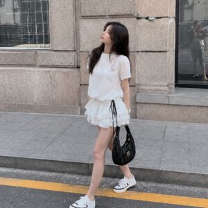 Set jumpsuit dáng xòe phối ren – thắt nơ eo sang chảnh kèm quần bảo hộ - Hình ảnh 4