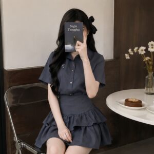 Set sơ mi thêu nơ phối chân váy 2 tầng – outfit tiểu thư siêu xinh - Hình ảnh 2