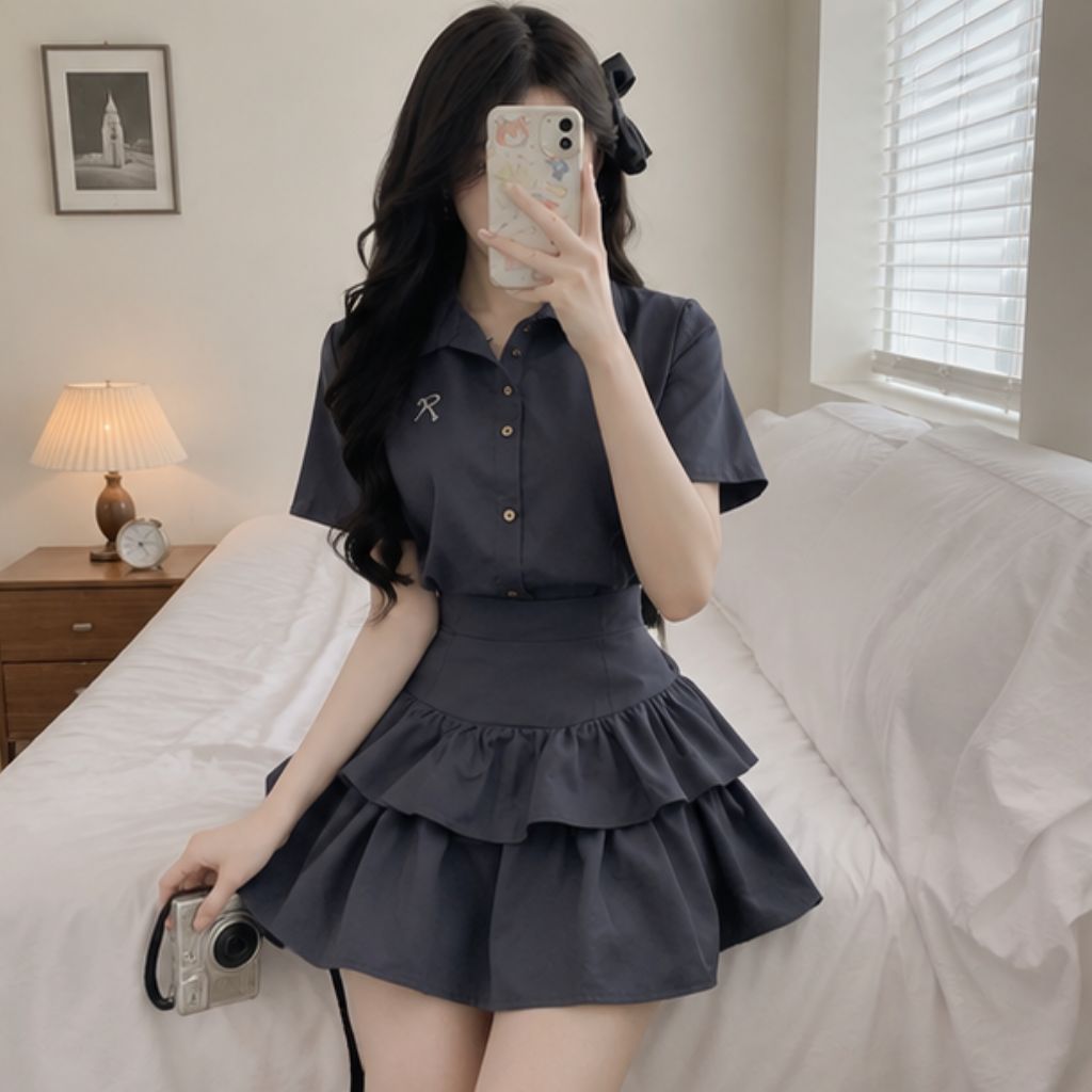 Set sơ mi thêu nơ phối chân váy 2 tầng – outfit tiểu thư siêu xinh - Ảnh 4