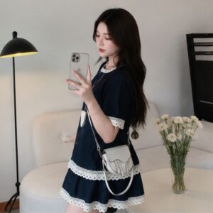 Set váy nữ áo denim viền ren – phối chân váy xòe tiểu thư siêu xinh - Hình ảnh 3