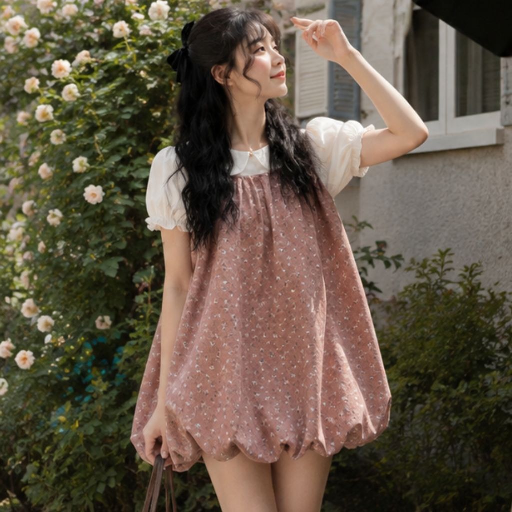 Váy bí hoa nhí dáng phồng vintage – đầm bubble dress nữ tính siêu xinh