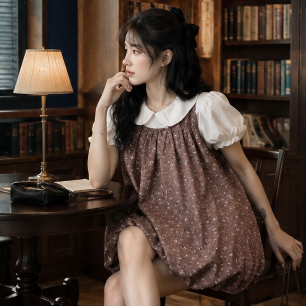 Váy bí hoa nhí dáng phồng vintage – đầm bubble dress nữ tính siêu xinh