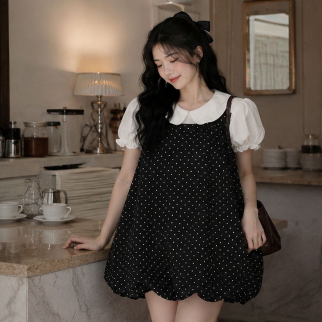 Váy bí hoa nhí dáng phồng vintage – đầm bubble dress nữ tính siêu xinh
