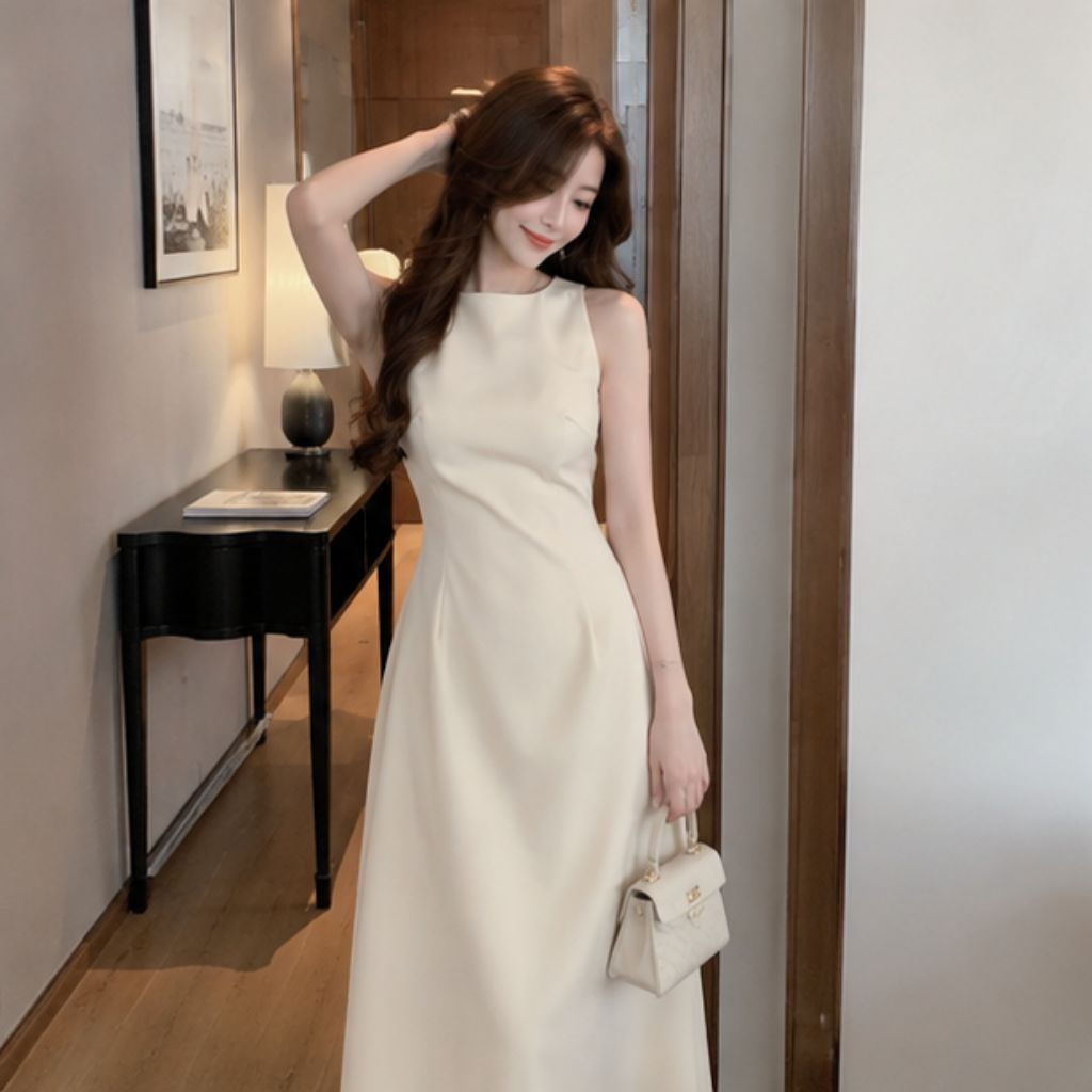 Váy cổ thuyền dáng dài xòe – chất chéo Hàn Quốc sang chảnh - Ảnh 3