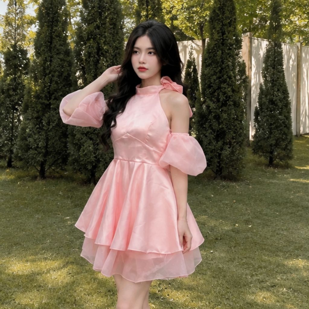 Váy cổ yếm tay phồng trễ vai – phong cách tiểu thư sang chảnh cực xinh - Ảnh 3