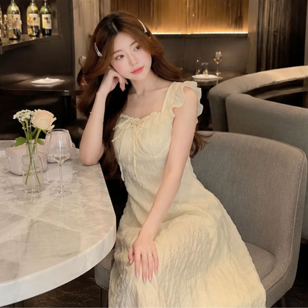 Váy maxi ôm body dáng dài cánh tiên – phong cách Hàn Quốc thanh lịch
