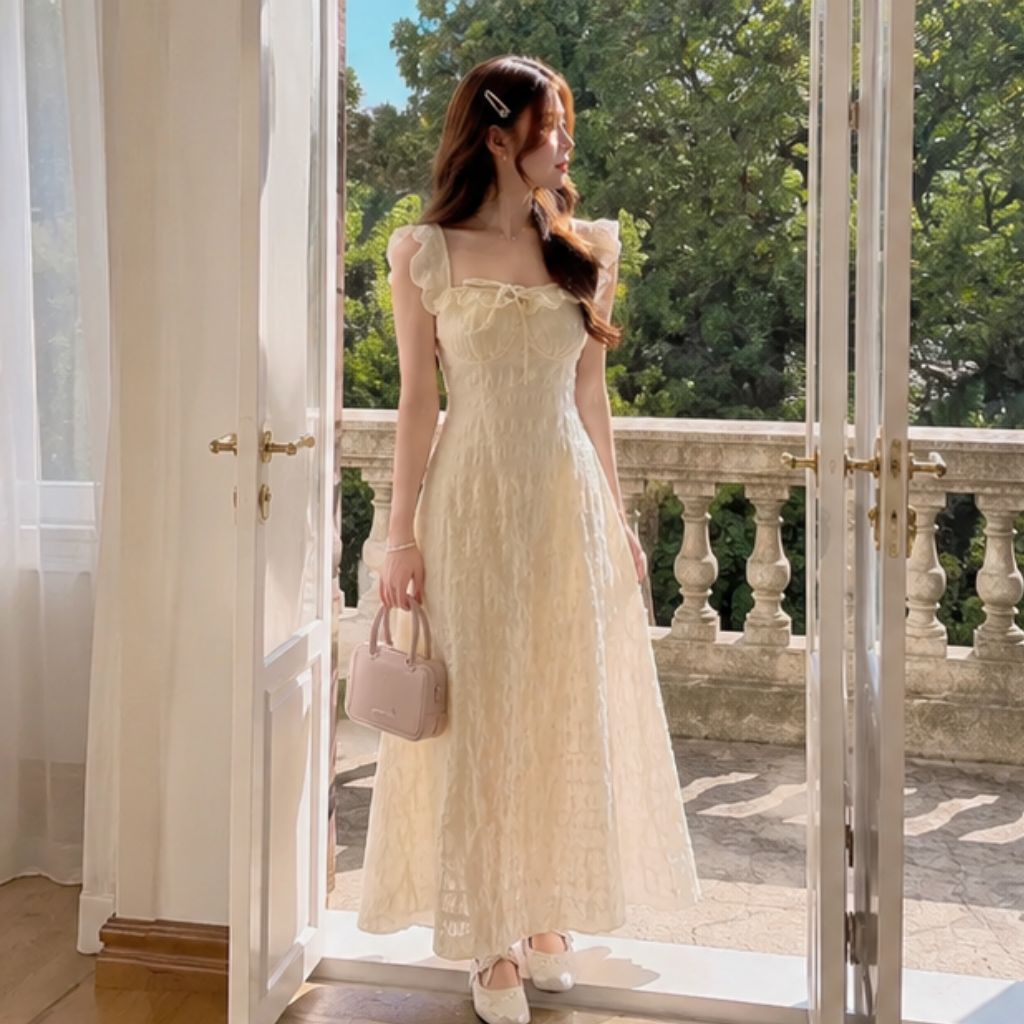 Váy maxi ôm body dáng dài cánh tiên – phong cách Hàn Quốc thanh lịch