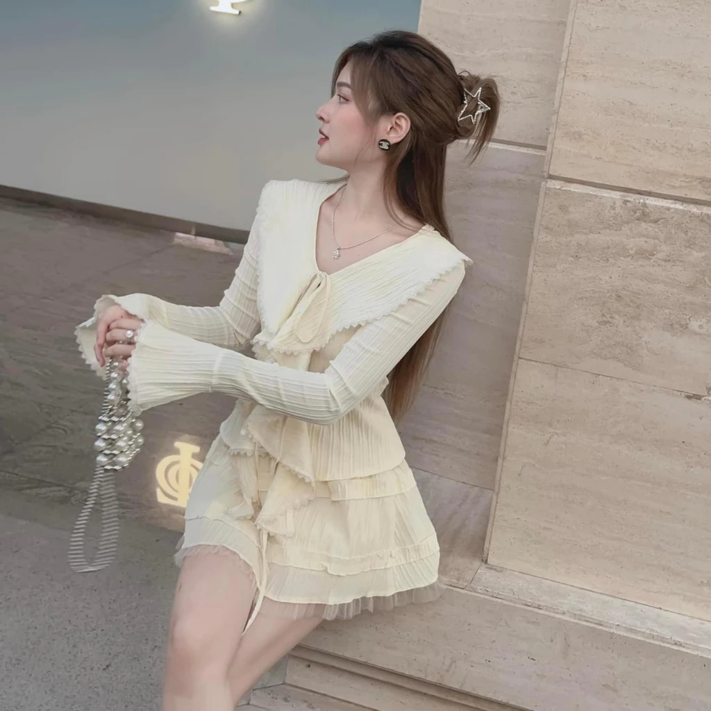 Set áo buộc dây phối chân váy xòe ren – phong cách tiểu thư bánh bèo siêu xinh - Ảnh 3