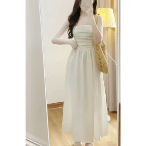 Váy 2 dây cúp ngực xếp ly dáng dài – đầm maxi tiểu thư sang chảnh - Hình ảnh 4