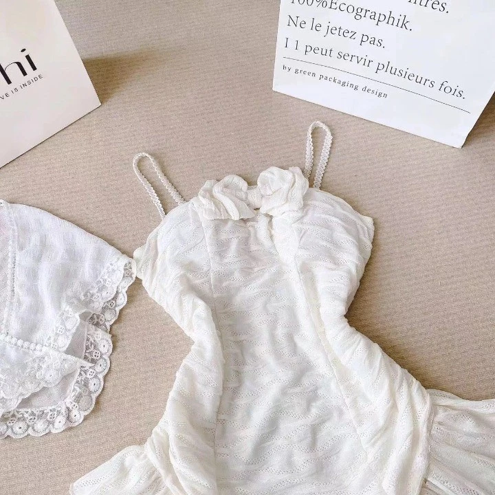 Jumpsuit bikini liền thân phối bèo ôm body – đồ bơi nữ sexy che khuyết điểm - Ảnh 9