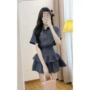 Set sơ mi thêu nơ phối chân váy 2 tầng – outfit tiểu thư siêu xinh
