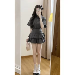 Set sơ mi thêu nơ phối chân váy 2 tầng – outfit tiểu thư siêu xinh - Hình ảnh 3