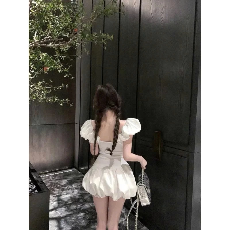 Váy nữ dáng bí cổ vuông phối ren – đính nơ tiểu thư siêu xinh - Ảnh 8