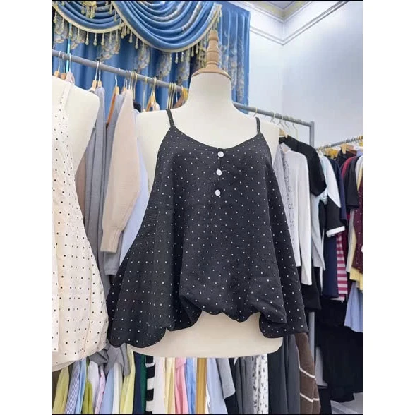 Set áo 2 dây chấm bi dáng bí phồng – outfit mùa hè nữ tính siêu xinh - Ảnh 4