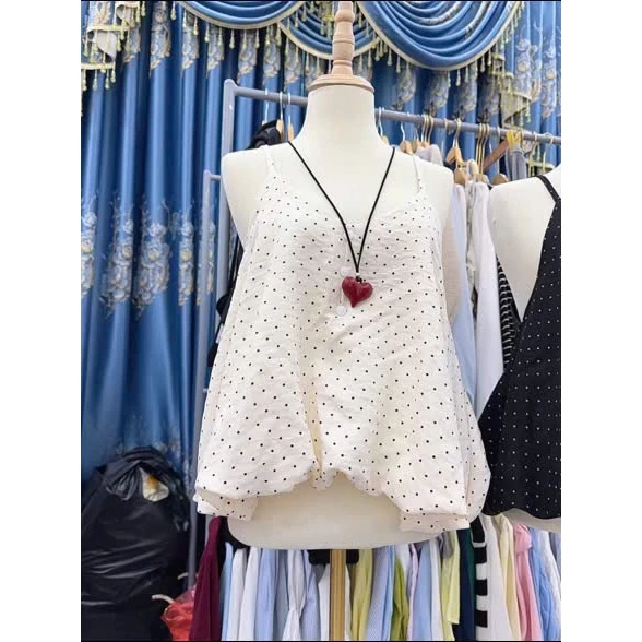 Set áo 2 dây chấm bi dáng bí phồng – outfit mùa hè nữ tính siêu xinh - Ảnh 5