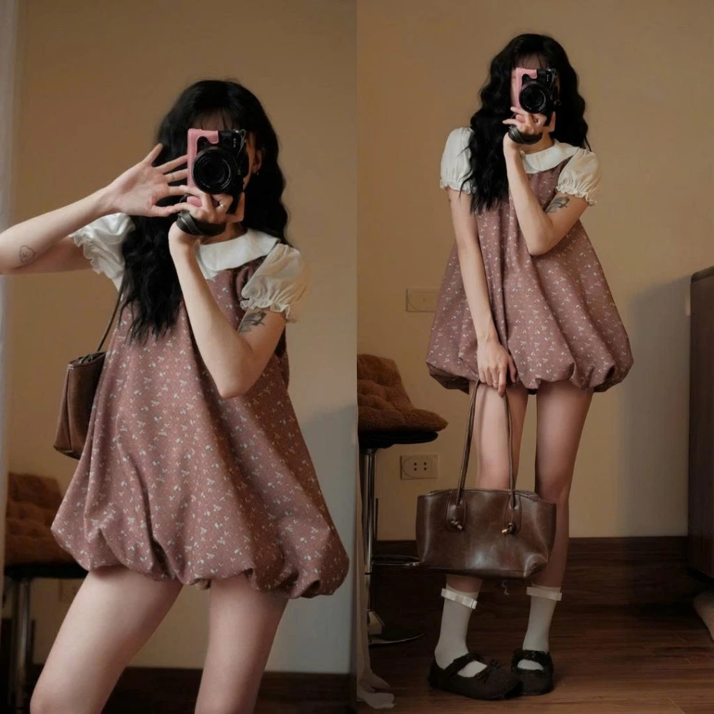 Váy bí hoa nhí dáng phồng vintage – đầm bubble dress nữ tính siêu xinh - Ảnh 4