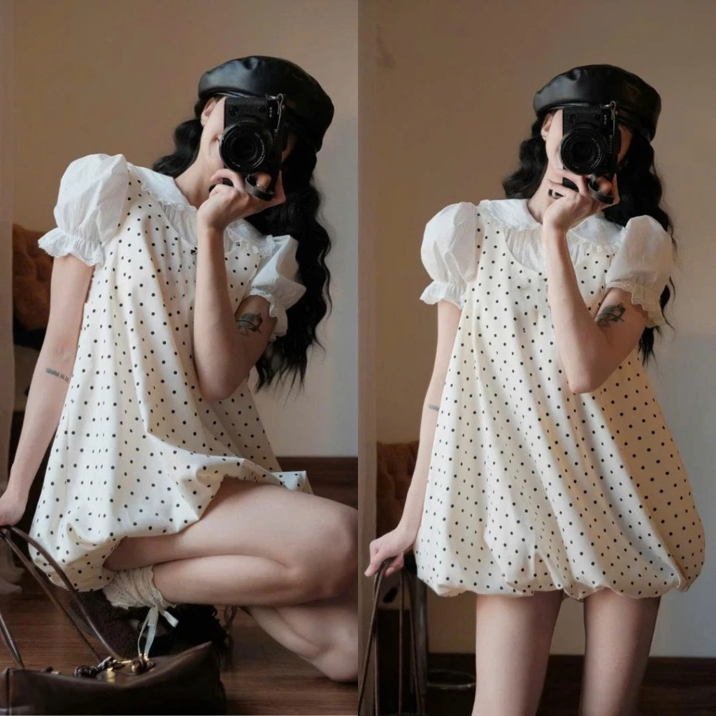 Váy bí hoa nhí dáng phồng vintage – đầm bubble dress nữ tính siêu xinh - Ảnh 5