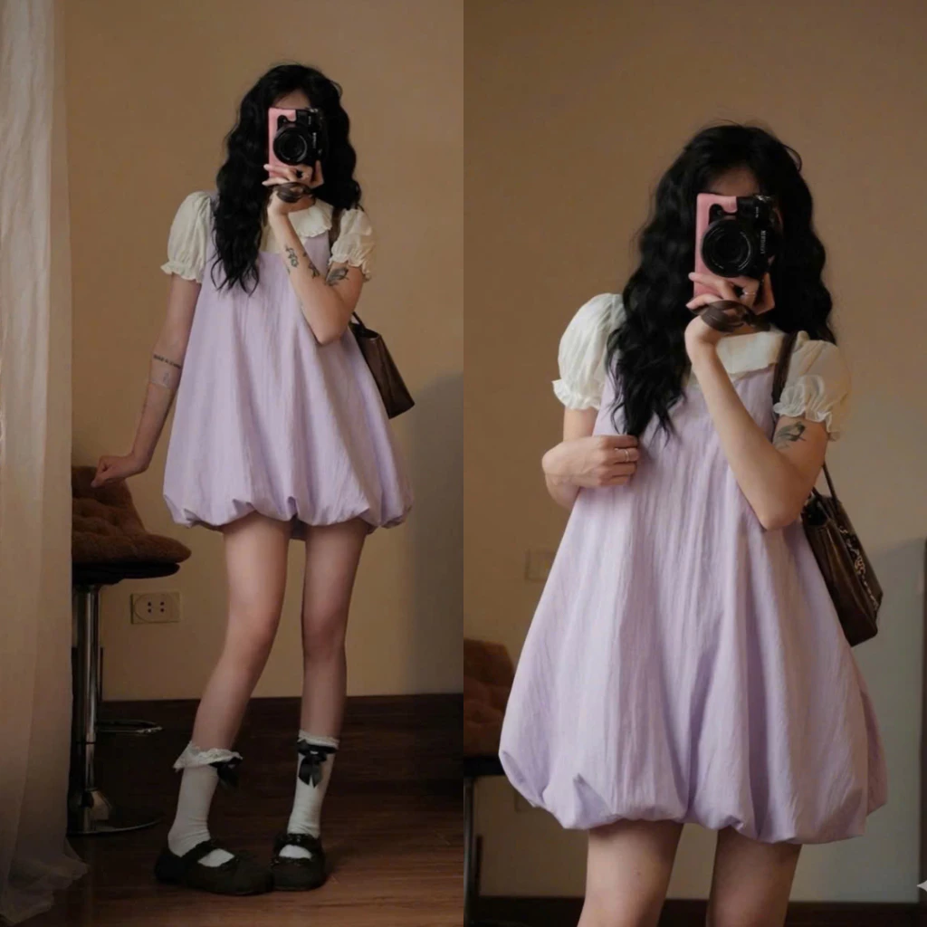 Váy bí hoa nhí dáng phồng vintage – đầm bubble dress nữ tính siêu xinh - Ảnh 8
