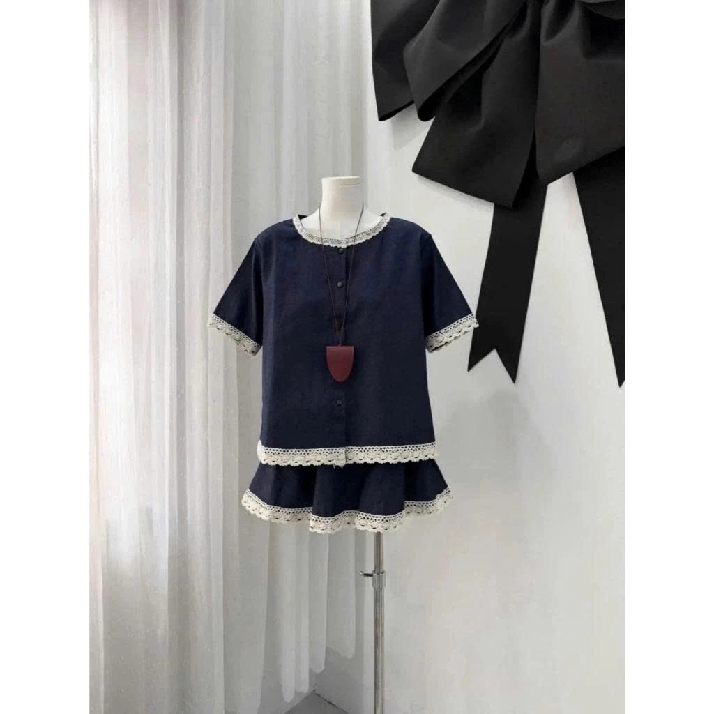 Set váy nữ áo denim viền ren – phối chân váy xòe tiểu thư siêu xinh - Ảnh 9