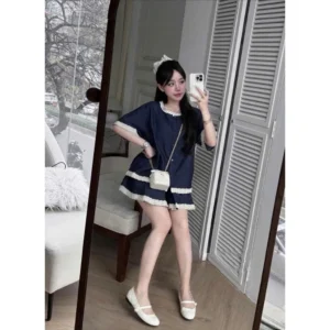 Set váy nữ áo denim viền ren – phối chân váy xòe tiểu thư siêu xinh - Hình ảnh 6