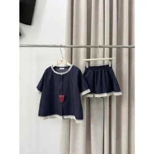 Set váy nữ áo denim viền ren – phối chân váy xòe tiểu thư siêu xinh - Hình ảnh 7