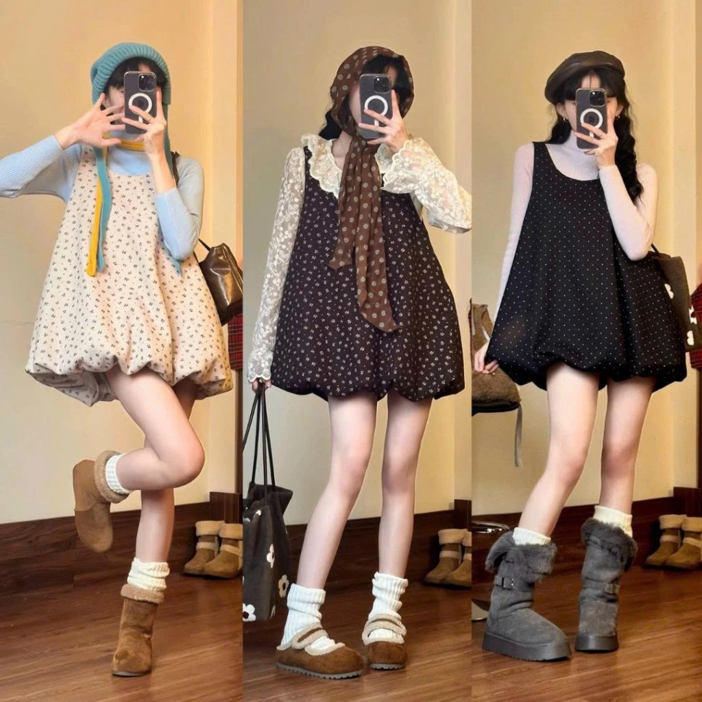 Váy bí hoa nhí dáng phồng vintage – đầm bubble dress nữ tính siêu xinh - Ảnh 9