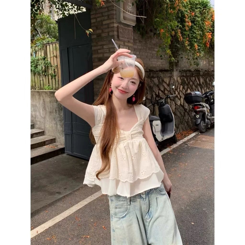 Áo babydoll bèo phối nơ bồng xòe nữ tính siêu xinh phong cách tiểu thư - Ảnh 6