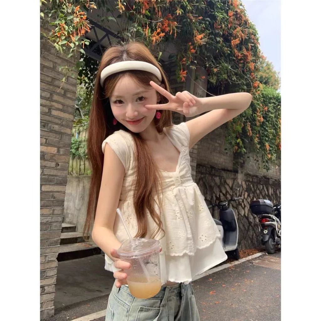 Áo babydoll bèo phối nơ bồng xòe nữ tính siêu xinh phong cách tiểu thư - Ảnh 7