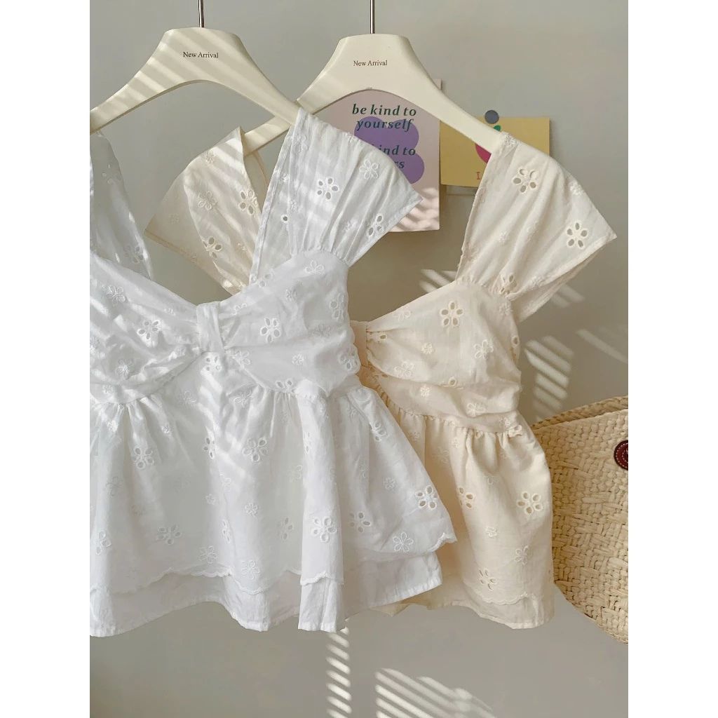 Áo babydoll bèo phối nơ bồng xòe nữ tính siêu xinh phong cách tiểu thư - Ảnh 8