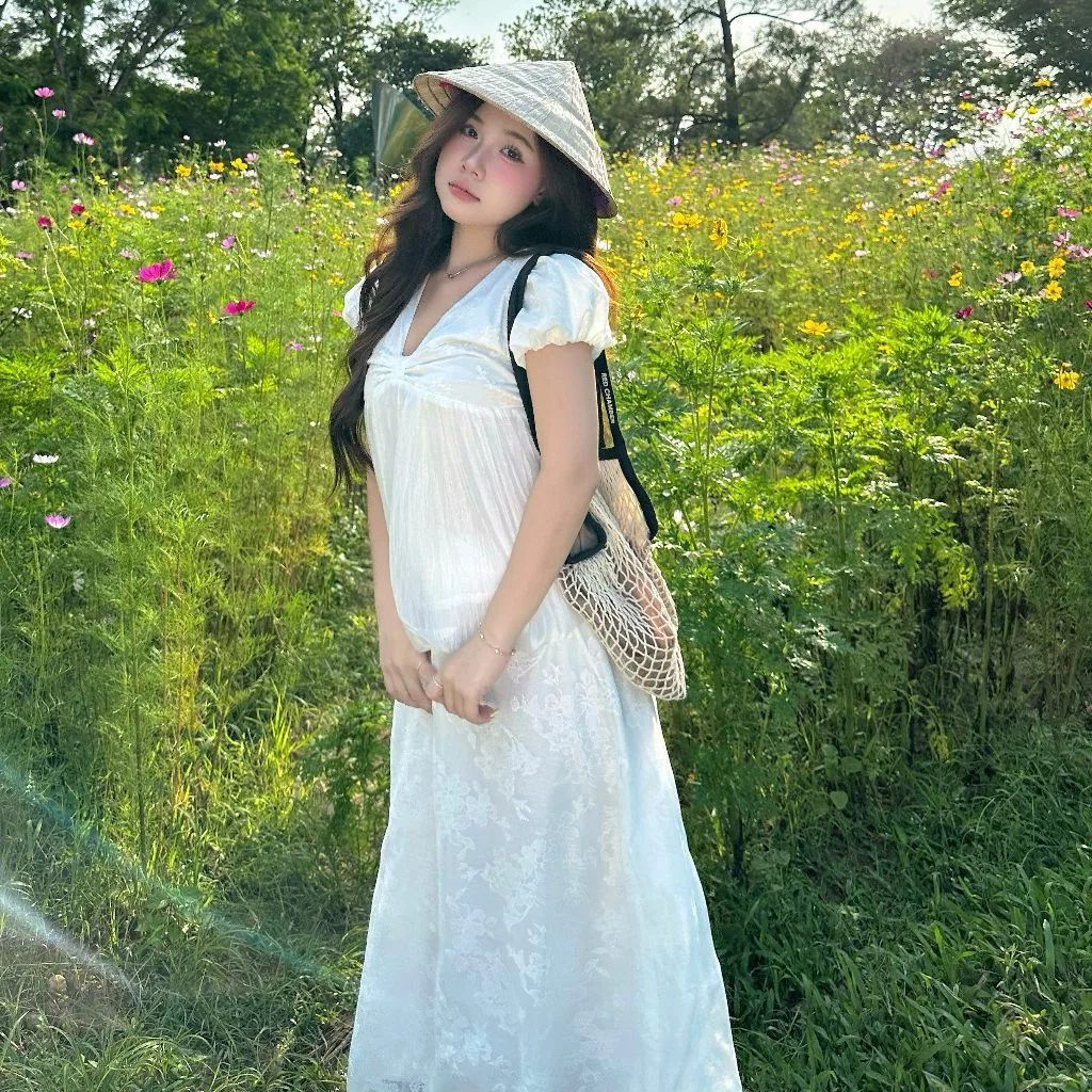 Áo babydoll tay bồng cổ tim dáng bí ngô nữ tính siêu xinh - Ảnh 4