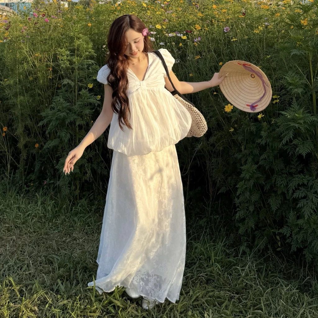 Áo babydoll tay bồng cổ tim dáng bí ngô nữ tính siêu xinh - Ảnh 7
