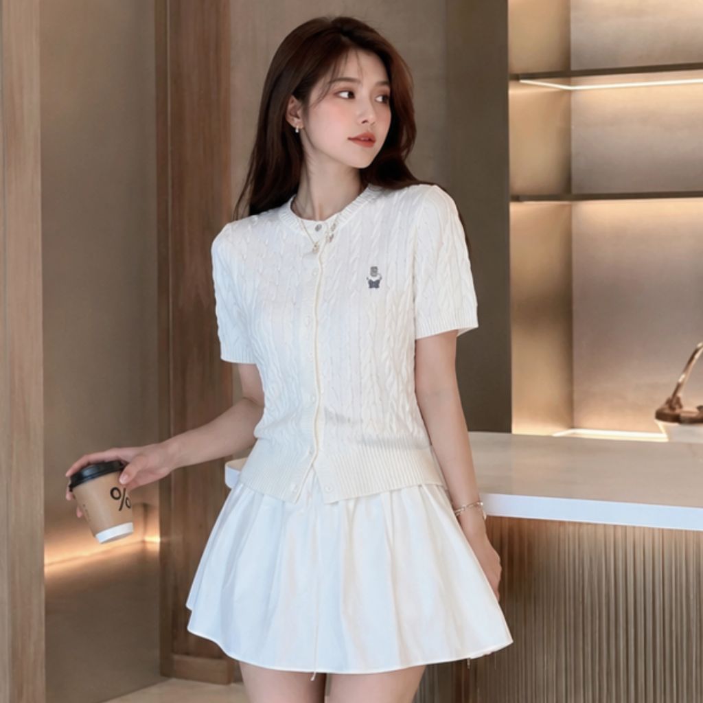 Áo len mềm cổ tròn thêu gấu nhiều màu dễ thương siêu xinh - Ảnh 3
