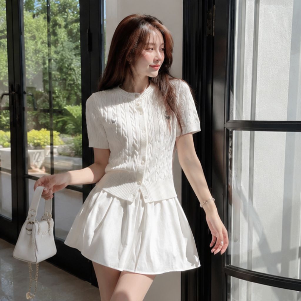 Áo len mềm cổ tròn thêu gấu nhiều màu dễ thương siêu xinh
