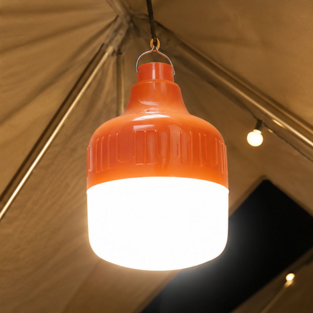 Bóng đèn LED tích điện 100W chống nước có móc treo sạc USB tiện lợi - Ảnh 2