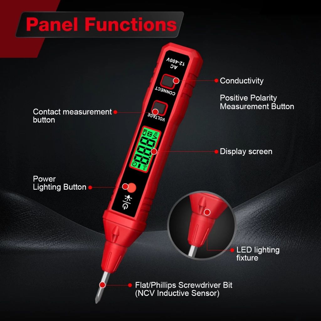 Bút thử điện HABOTEST HT91A NCV màn hình LCD đo điện áp AC 12-400V - Ảnh 3