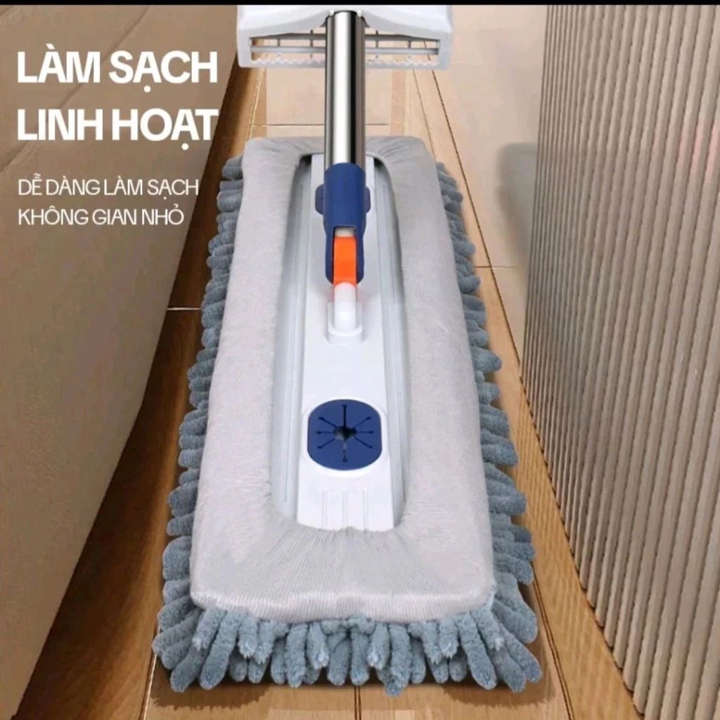 Cây lau nhà tự vắt 45cm bông san hô microfiber siêu thấm hút - Ảnh 2