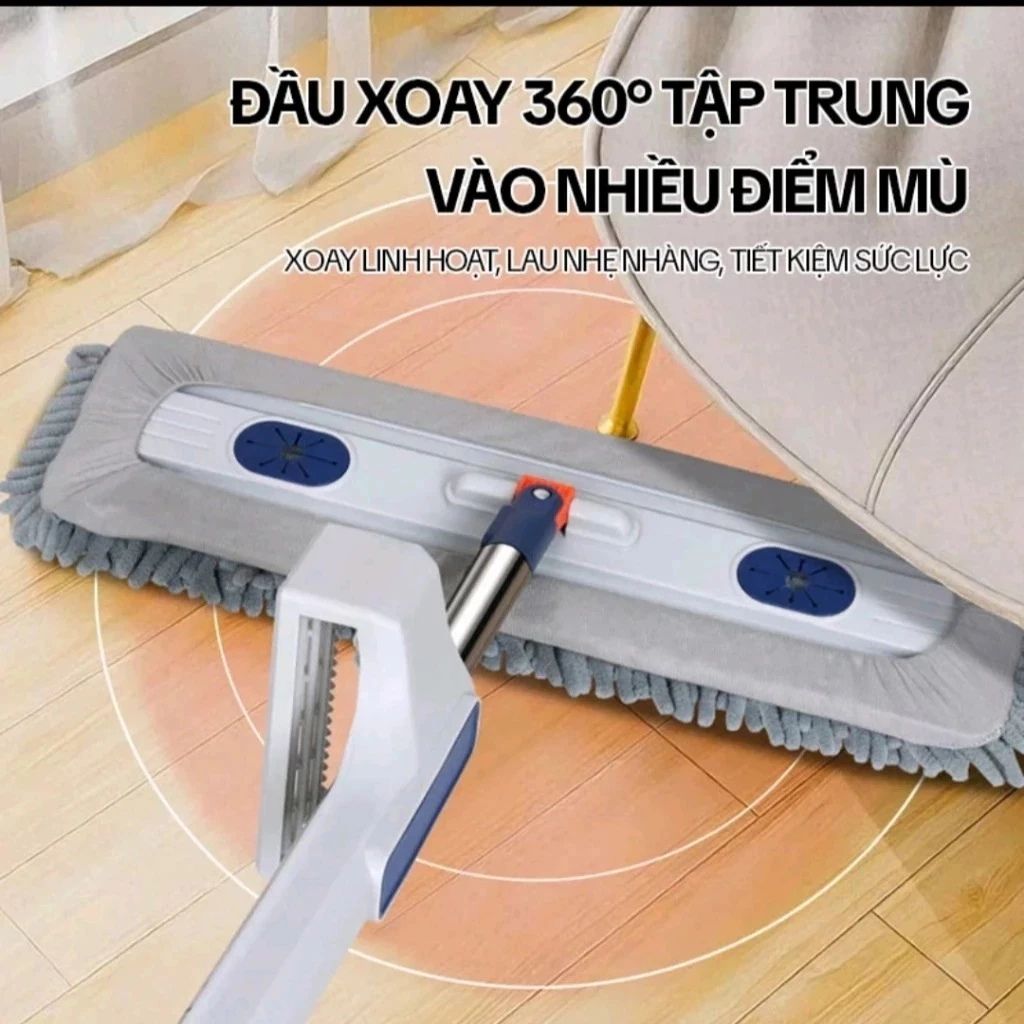 Cây lau nhà tự vắt 45cm bông san hô microfiber siêu thấm hút - Ảnh 3