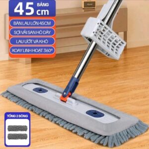 Cây lau nhà tự vắt 45cm bông san hô microfiber siêu thấm hút