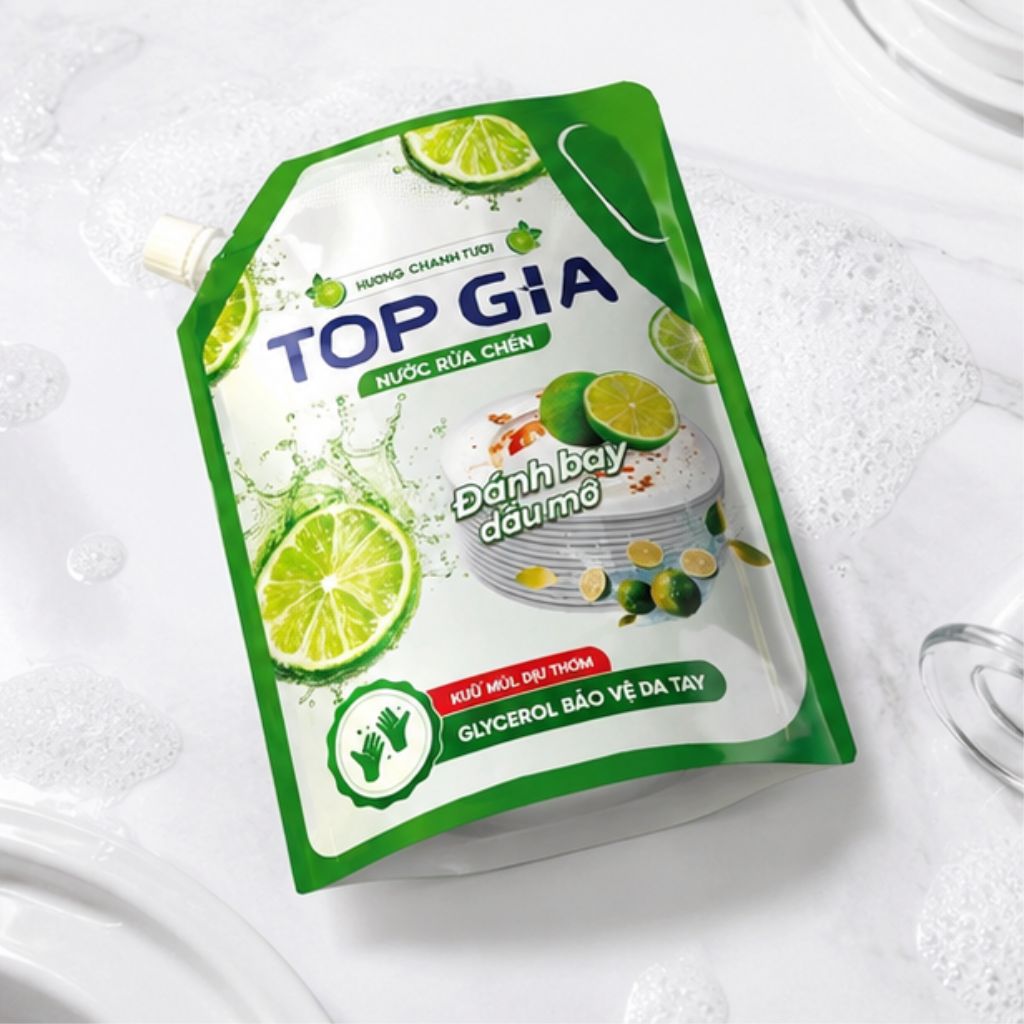 Combo 4L nước rửa chén bát TOPGIA hương chanh gừng bưởi sạch dầu mỡ - Ảnh 2
