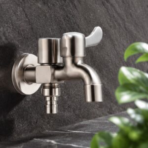 Đầu vòi nước inox 304 hai đầu ra độc lập dùng cho máy giặt và nhà tắm - Hình ảnh 2