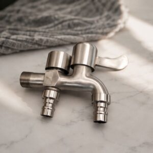 Đầu vòi nước inox 304 hai đầu ra độc lập dùng cho máy giặt và nhà tắm - Hình ảnh 3