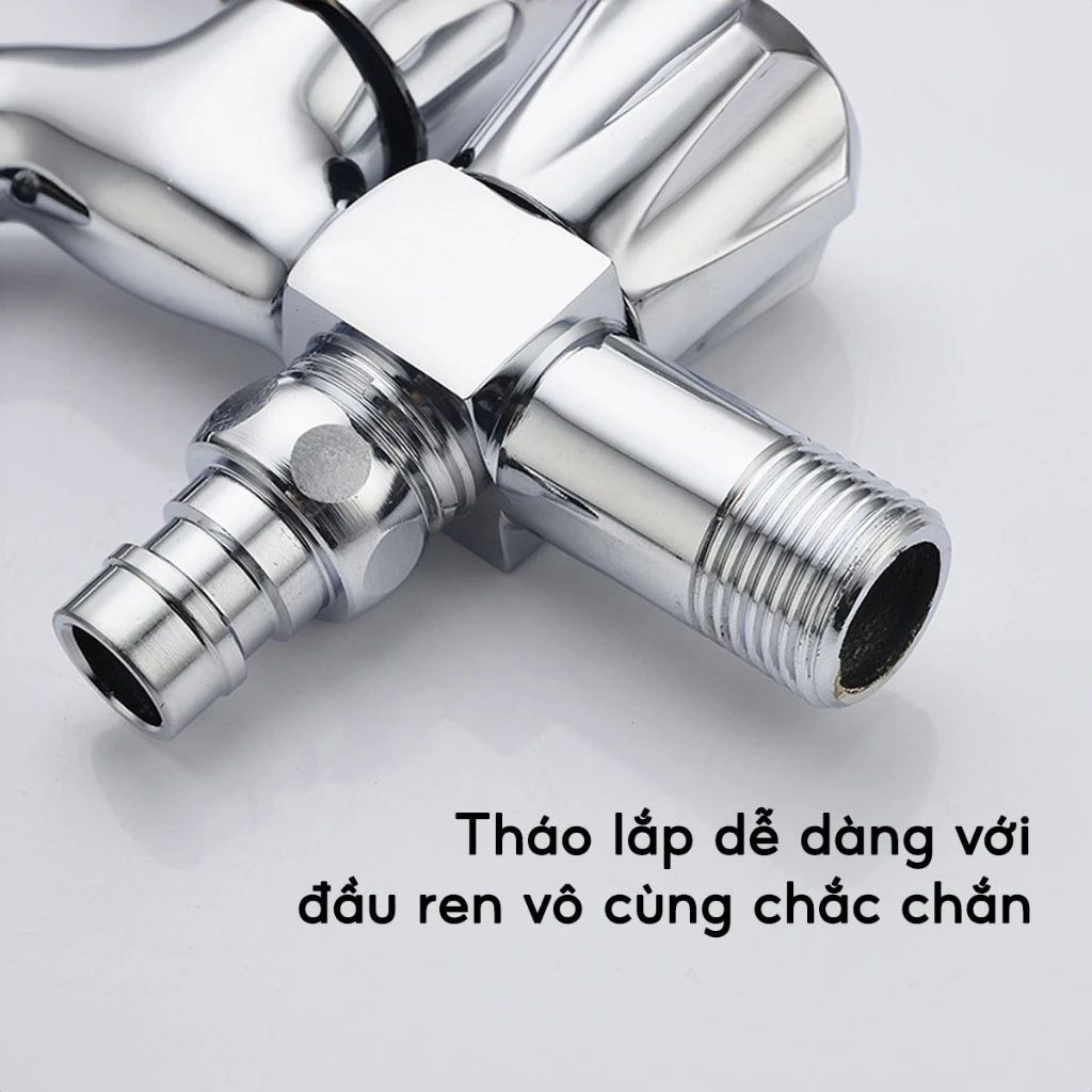 Đầu vòi nước inox 304 hai đầu ra độc lập dùng cho máy giặt và nhà tắm - Ảnh 3